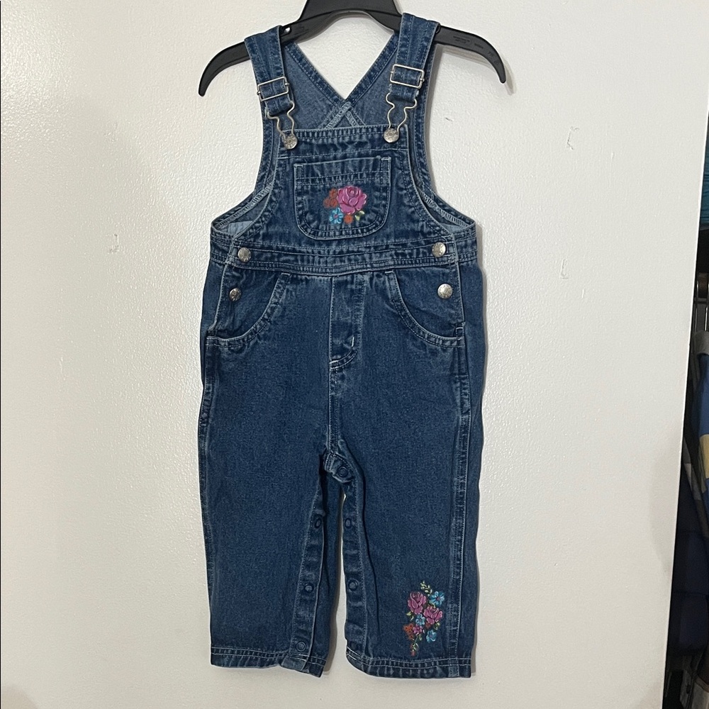 The Children's Place Denim Overalls with Floral Embroidery